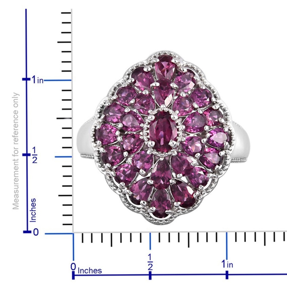 🌹Exquisite🌹 Red Garnet Cocktail Ring In Sterling Silver Size 5 - Picture 11 of 11